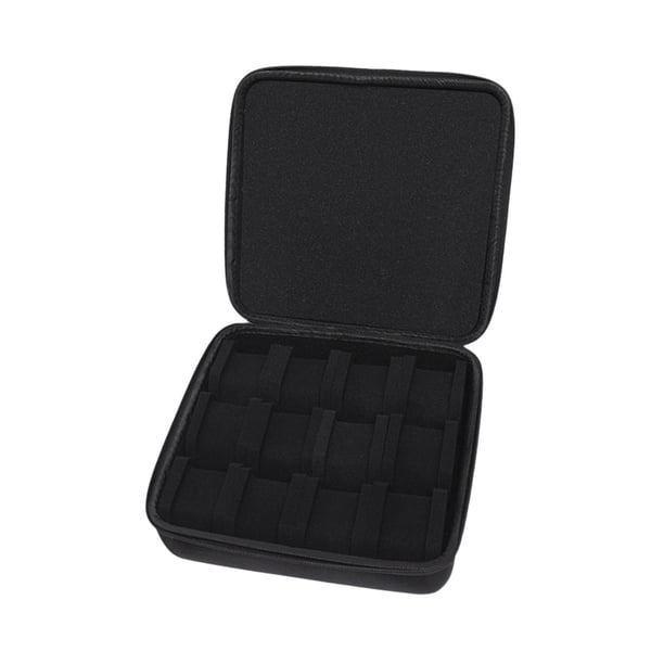 Estuche rígido de viaje para reloj con 12 ranuras, portátil, con cremallera suave, para relojes inteligentes y relojes mecánicos, inserto multiusos he