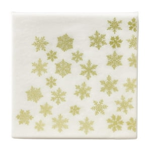 Fliperex - Set De 40 Servilletas Navideñas Con Diseños Variados Decorativos Blanco Copos