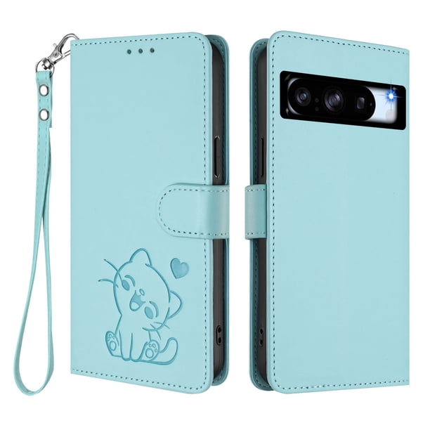 Funda Billetera con Espacio para Fotos para Google Pixel 8 Pro, Verde Claro