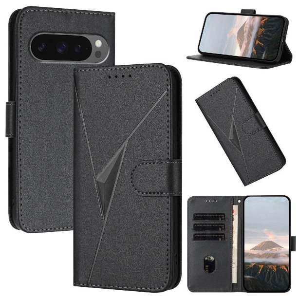 Funda Cartera Fibra de Carbono para Google Pixel 10 5G con Soporte y Cierre Magnético Negro