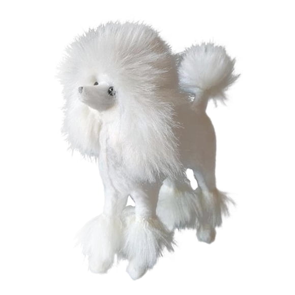 Estatua de Caniche de Imitación para Decoración de Escultura de Cachorro, Figura de Animal Coleccionable de Pie Independiente para Césped, Escritorio, Blanco