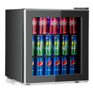 Refrigerador De Bebidas Costway 60 Latas 1.6 Pies Cúbicos Puerta De Vidrio