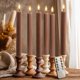 thumbnail image 1 of Velas LED West Ivory pack de 6, 25 cm, marrón, acanalado, con temporizador, 1 of 9