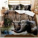 thumbnail image 1 of Wild Animal Giraffe Elephant Rhino Zebra Quilt Duvet Cover Set Double Queen3-Piece Bedding Set, 1 of 5