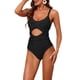 thumbnail image 4 of INSPIRE CHIC Monokini de Mujer con Recortes y Tirantes Ajustables, Conjunto de Bikini de 1 Pieza con Espalda Cruzada, Traje de Baño Talla Extra Grande Negro, 4 of 5