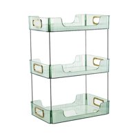 Magideal - Estante Organizador De Cosméticos, Estante Para Tazas Y Tazas, Bandeja De Servicio Adornada, Estante Organizador De Baño Moderno Para Decoración Del H Color Verde 3 Niveles.