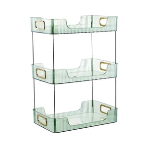 Magideal - Estante Organizador De Cosméticos, Estante Para Tazas Y Tazas, Bandeja De Servicio Adornada, Estante Organizador De Baño Moderno Para Decoración Del H Color Verde 3 Niveles.