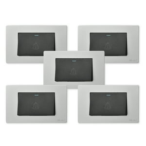 Want - Pack 5 Pulsador Timbre Metálico Simple 10A - Gris Negro