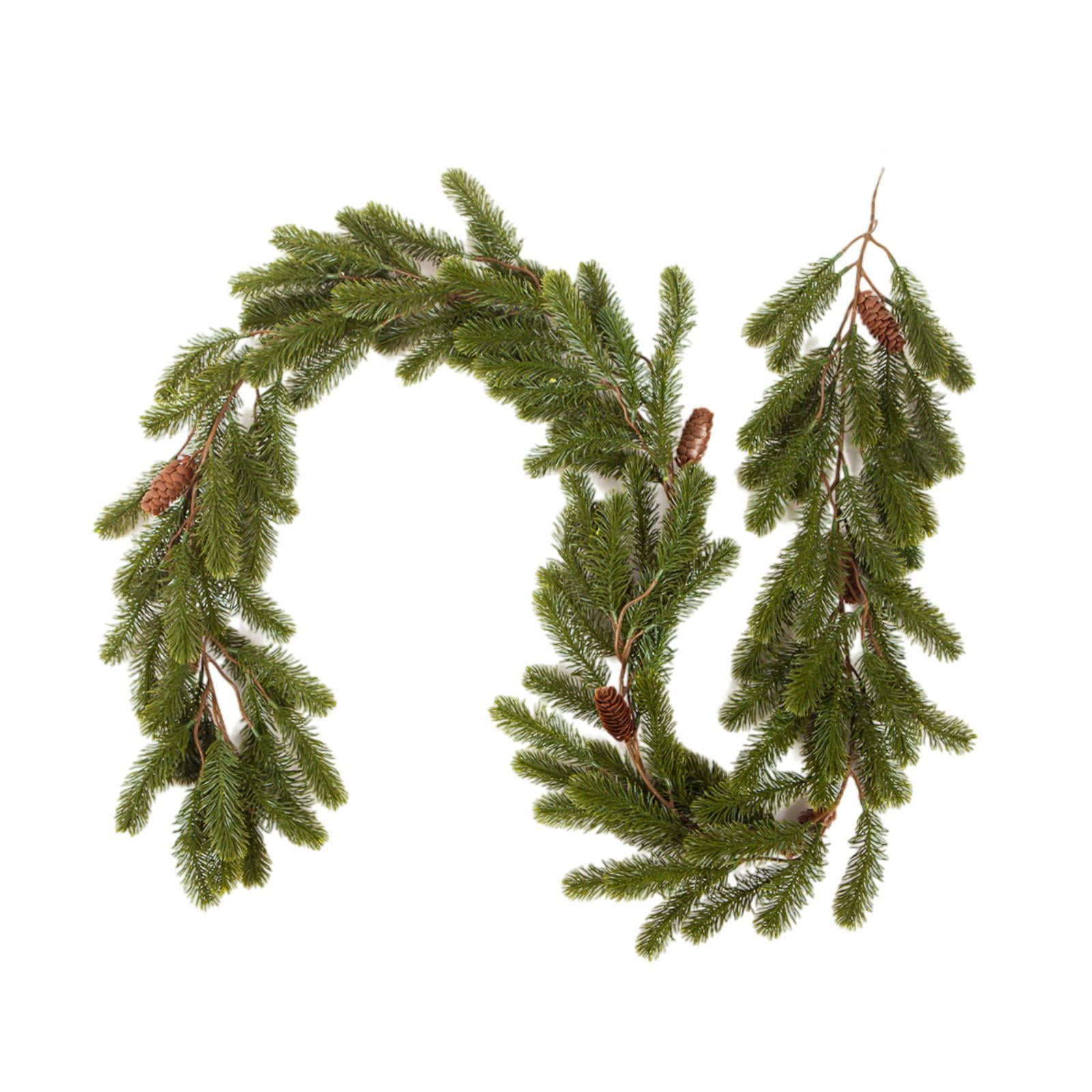 Magideal - Guirnalda Navideña Realista De Enredadera Verde, Decoración Navideña, Guirnaldas Navideñas De Plantas Artificiales Rústicas Para La Puerta De Entrada Verde Con Cono