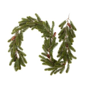 Magideal - Guirnalda Navideña Realista De Enredadera Verde, Decoración Navideña, Guirnaldas Navideñas De Plantas Artificiales Rústicas Para La Puerta De Entrada Verde Con Cono