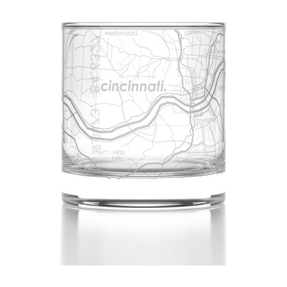 Vaso de Whisky Well Told Mapa de Cincinnati Ohio 325 ml