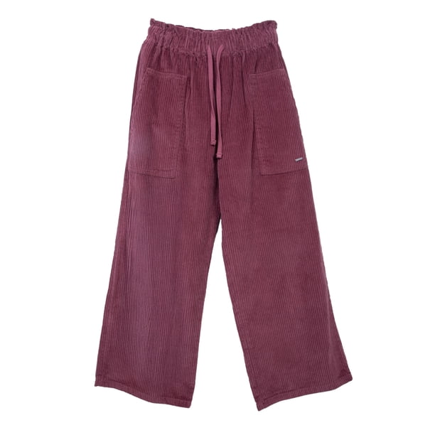 Pantalón Niña Cotelé Cintura Elasticada Burdeo