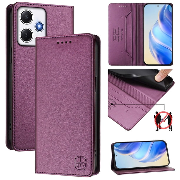 Funda Billetera con Soporte para Xiaomi Redmi 12 4G/5G Bloqueo RFID Plegable Violeta