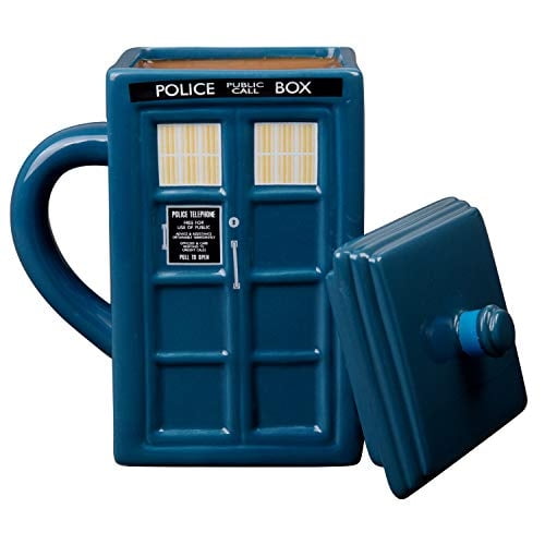 Taza De Cafe De Ceramica Oficial Doctor Who Tardis Con Tapa