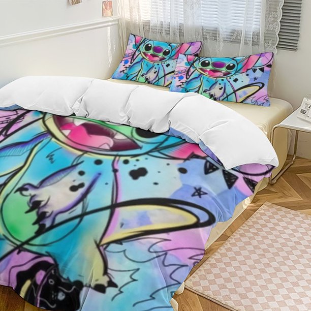 StitchCartoon Collection 3-Piece Comforter Set, Personalized Bedding Decor for Kids And Teens Bed Sheets