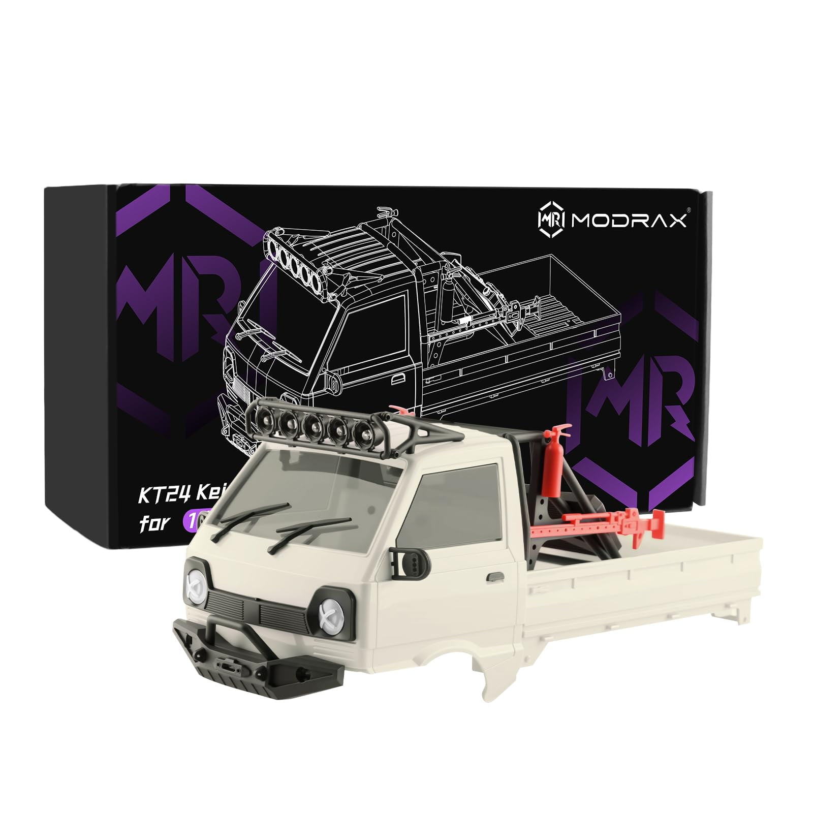 Kit De Carrocería Rígida Para Camión Rc Modrax Kt24, 133 Mm, Led Blanco Cálido