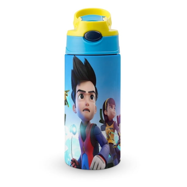 Ejen Ali Botella de Agua con Tapa Pop Top de Un Toque, Acero Inoxidable, a Prueba de Fugas, para Deportes, Botella Infantil azul 12 oz