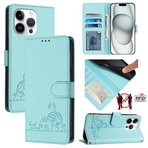 Funda Tipo Cartera Foxdock Para Iphone 12 Pro Con Soporte, Ranuras, Rfid, Diseño De Gato