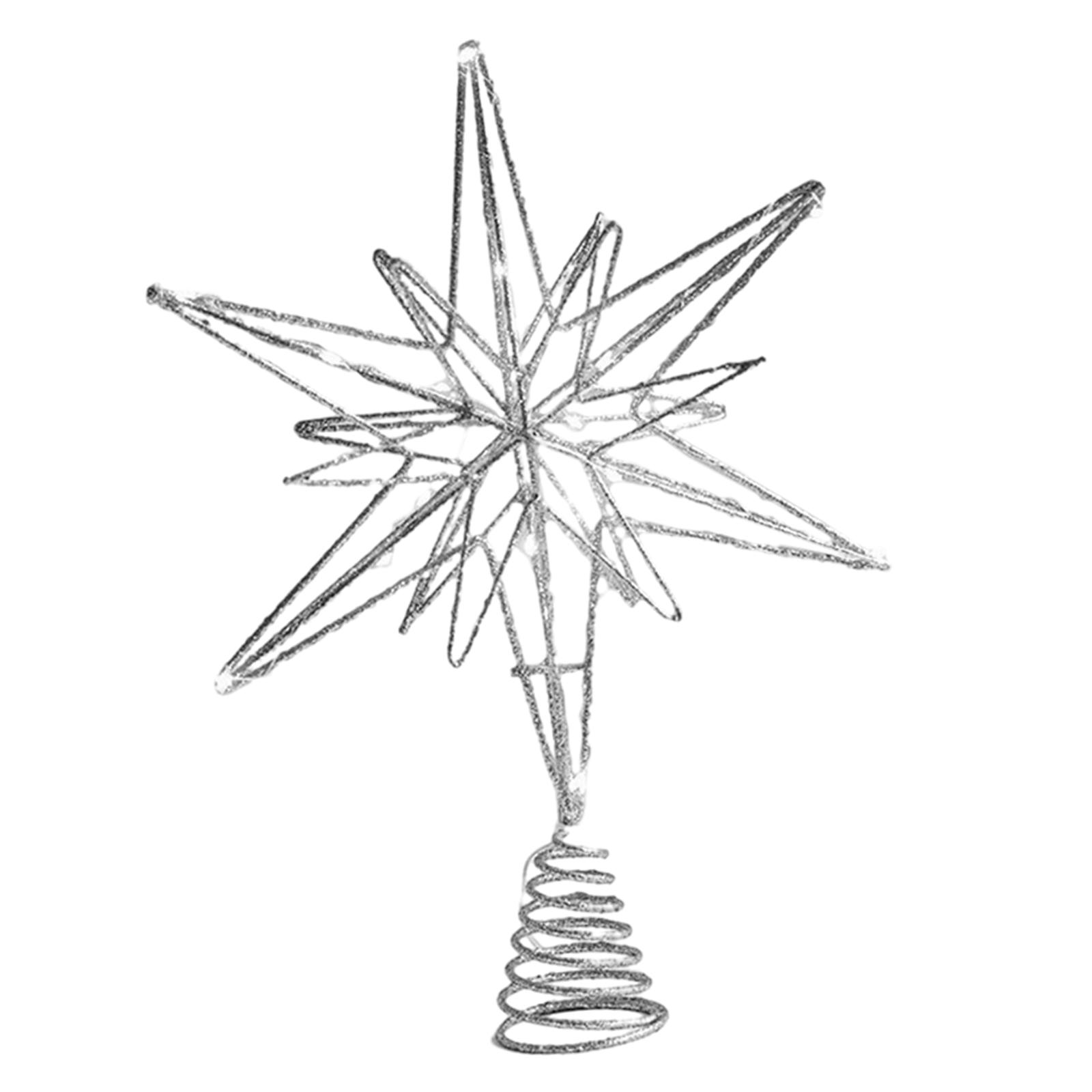 Bothyi - Decoración Colgante Iluminada Para La Copa Del Árbol De Navidad, Estrella De Temporada, Decoración Plateada