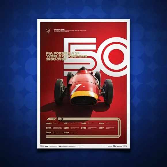 Cuadro Auto Maserati 1950s Campeón De F1 + Marco