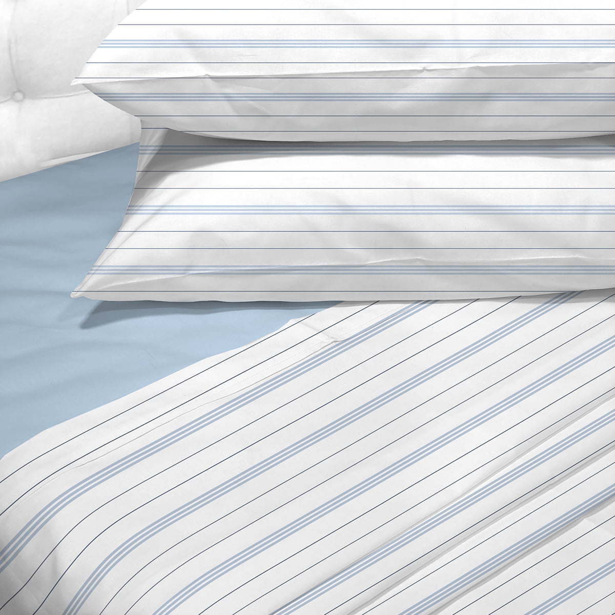 Sabanas Andes 180 Hilos Estampada Líneas Celeste 1.5 Plazas