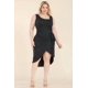 thumbnail image 4 of Vestido Midi De Talla Grande Con Lazo Lateral Y Parte Delantera Cruzada De Color Liso, 4 of 5