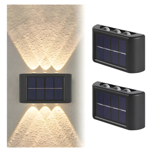 Genérico - Lámpara Solar Led Exterior Muro Doble 6 Luces Cálida