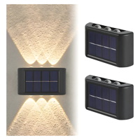 Genérico - Lámpara Solar Led Exterior Muro Doble 6 Luces Cálida