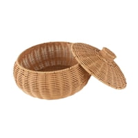 Magideal - Canasta De Almacenamiento De Ratán Teclas De Recipiente Tejido Tazón Multipropósito De La Bandeja Tejida De La Mano Para La Bandeja De Escritorio Para Redondo