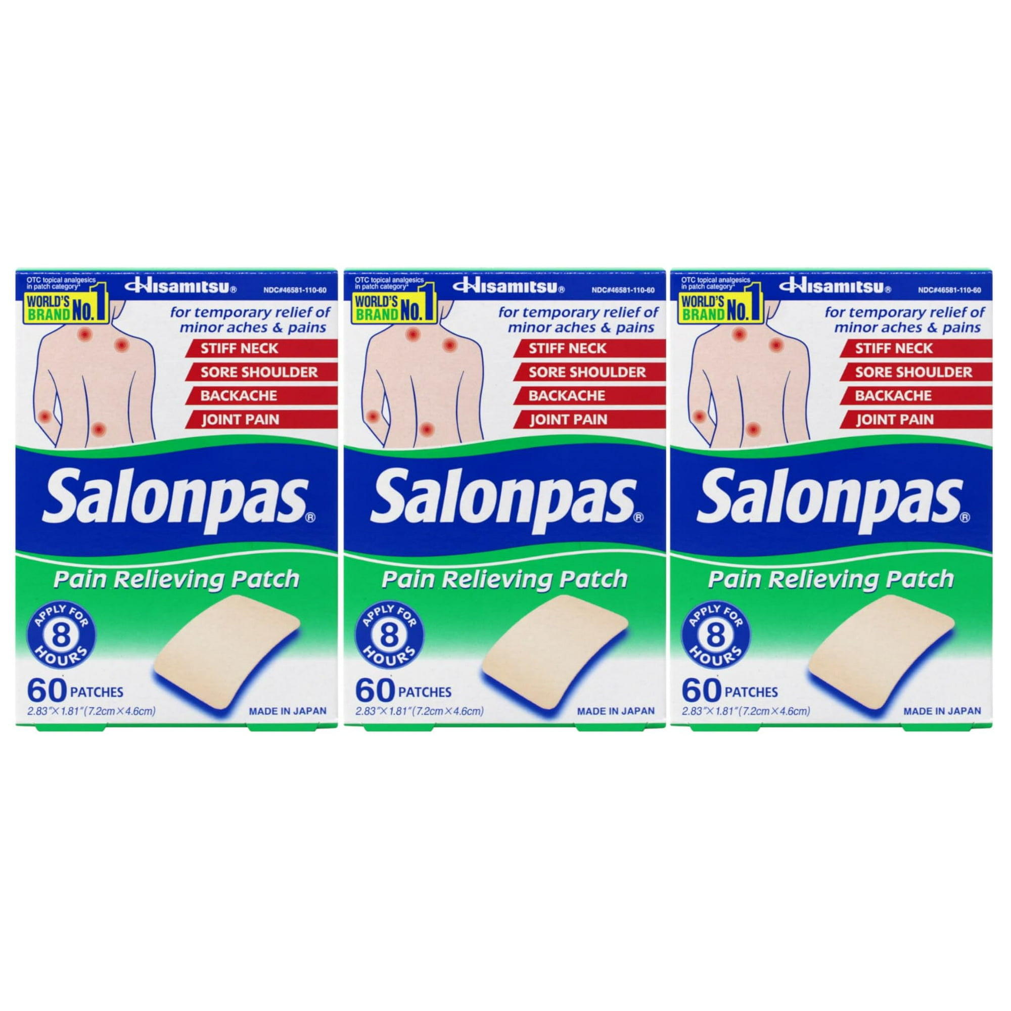 Parches Analgésicos Salonpas, 60 Unidades, Paquete De 3