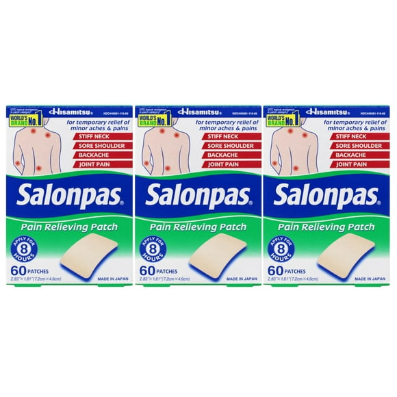 Parches analgésicos Salonpas, 60 unidades, paquete de 3