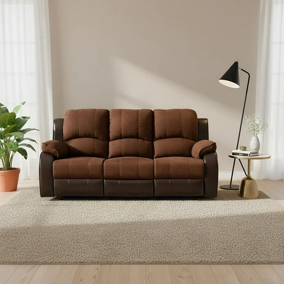 Sofá 3 Cuerpos Reclinable Moderno Thompson Pu + Microfibra