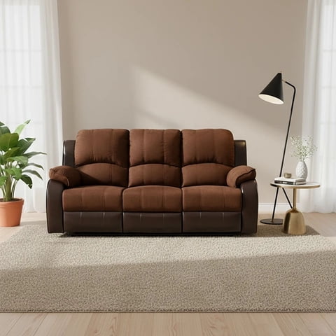 Daniels - Sofá 3 Cuerpos Reclinable Moderno Thompson Pu + Microfibra