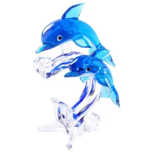 Magideal - Estatua De Delfines, Escultura De Animales Marinos, Decoración De Vidrio Coleccionable, Sala De Estar, Cocina, Hogar, Gabinete De Escultura, Regalo, D