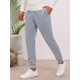 thumbnail image 4 of INSPIRE CHIC Pantalones de chándal para hombre de color sólido con cintura ajustable y cordón para entrenamiento 32 Gris Claro, 4 of 5