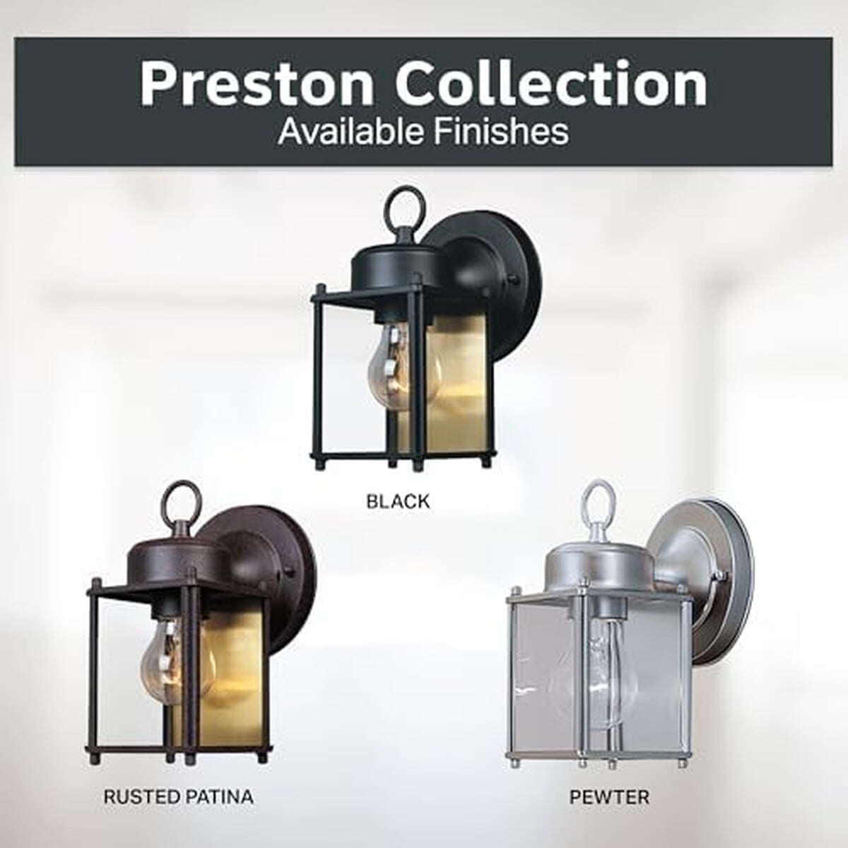 Designers Fountain - Aplique Exterior Preston 8in Negro E26