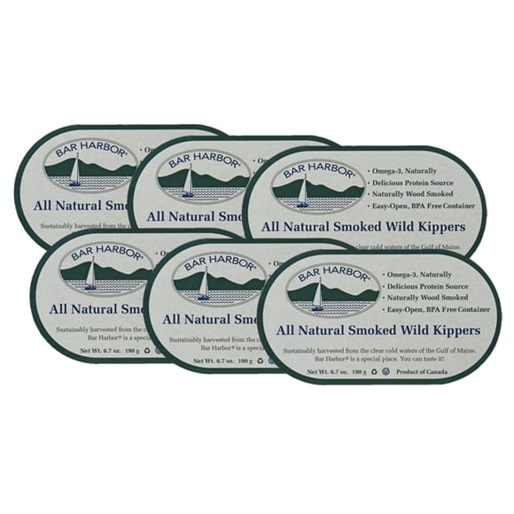 Bar Harbor Kippers Ahumados Salvajes 190g Omega-3 Paquete de 6