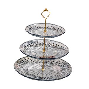 Magideal - Bandeja De Servicio Centro De Mesa Contenedor De Comida Torre De Buffet Vajilla Plato De Fruta Plato Para Pastelería Festival Cumpleaños Decoración De , Gris, Tres Capas