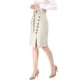 thumbnail image 4 of INSPIRE CHIC Falda Lápiz con Botones Decorativos, Cinturón Dividido y Lazo en la Cintura para Mujer, Talla L, Beige, 4 of 8