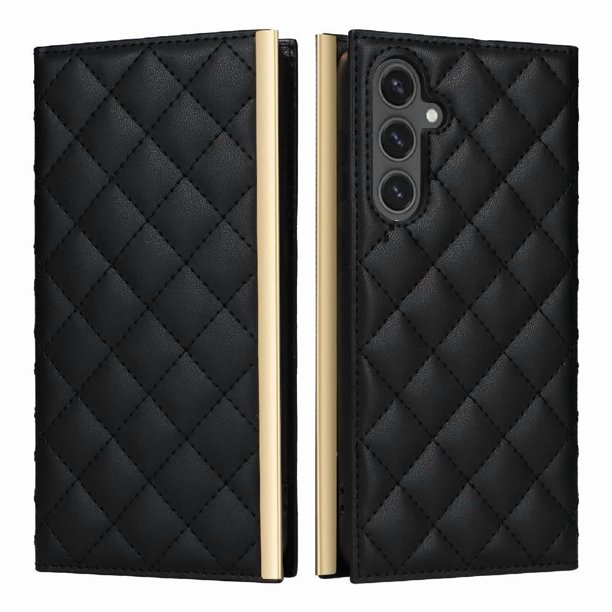 Funda Tipo Cartera Acolchada con Correa para Samsung Galaxy S25 FENegro