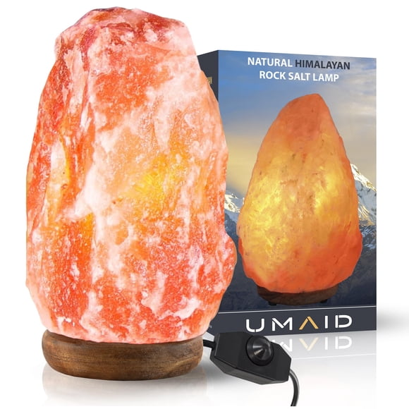 Lámpara de sal UMAID Himalayan de 8 a 10 pulgadas (3,2 a 4,5 kg) con interruptor regulable