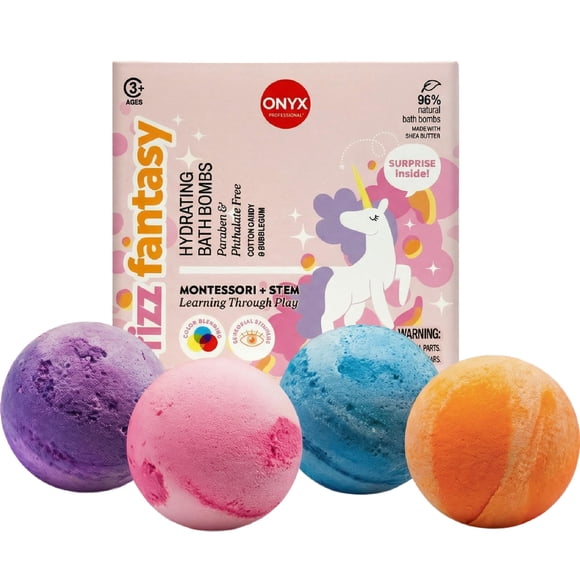 Bombas de baño Onyx Professional aroma algodón de azúcar, paquete de 4