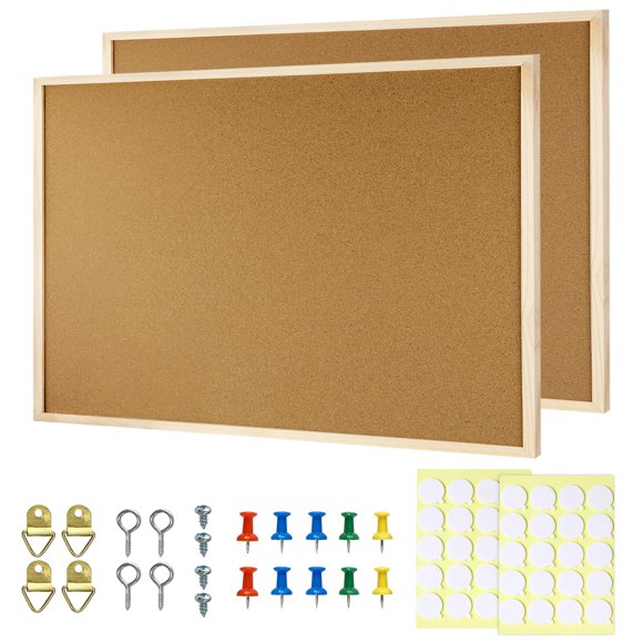 Tablero de corcho JEFURE 45x34 cm, paquete de 2 con marco de madera