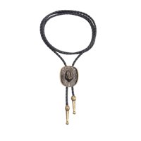 Ioensy - Western Cowboy Hat Bolo Tie Vintage American Ajustable Pu Cuero Para Hombres Bronce