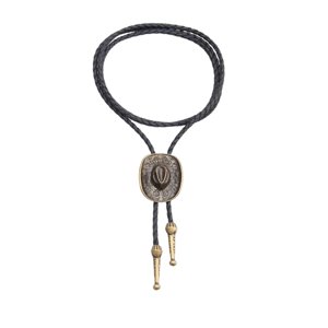Ioensy - Western Cowboy Hat Bolo Tie Vintage American Ajustable Pu Cuero Para Hombres Bronce