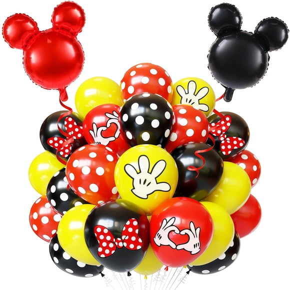 Globos para fiesta zheiuyjie negros, rojos y amarillos de 12 pulgadas, 64 piezas
