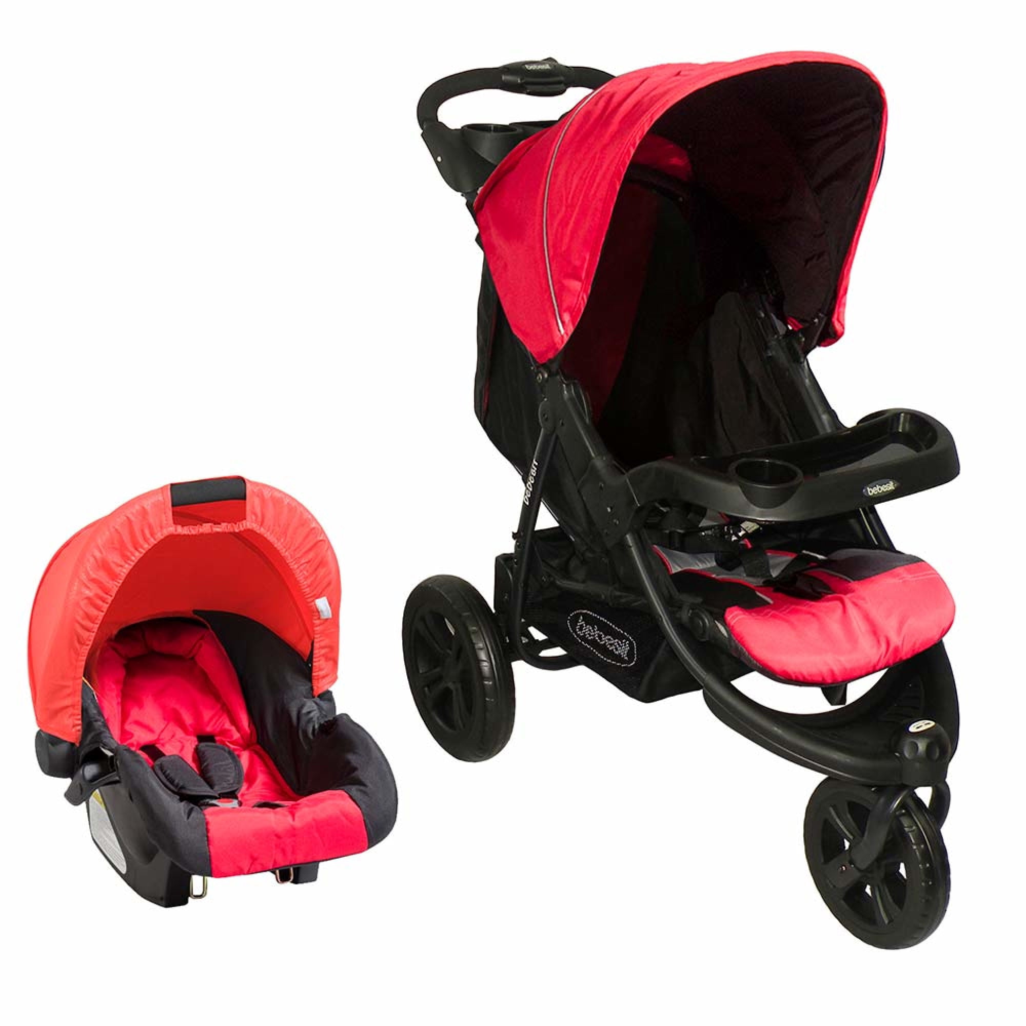Coches Bebé Travel System P52 Negro. Rojo