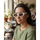 thumbnail image 1 of Lentes De Sol Mujer Filtro Uva Uvb Diseño Moderno Agatado blanco Talla Única, 1 of 4