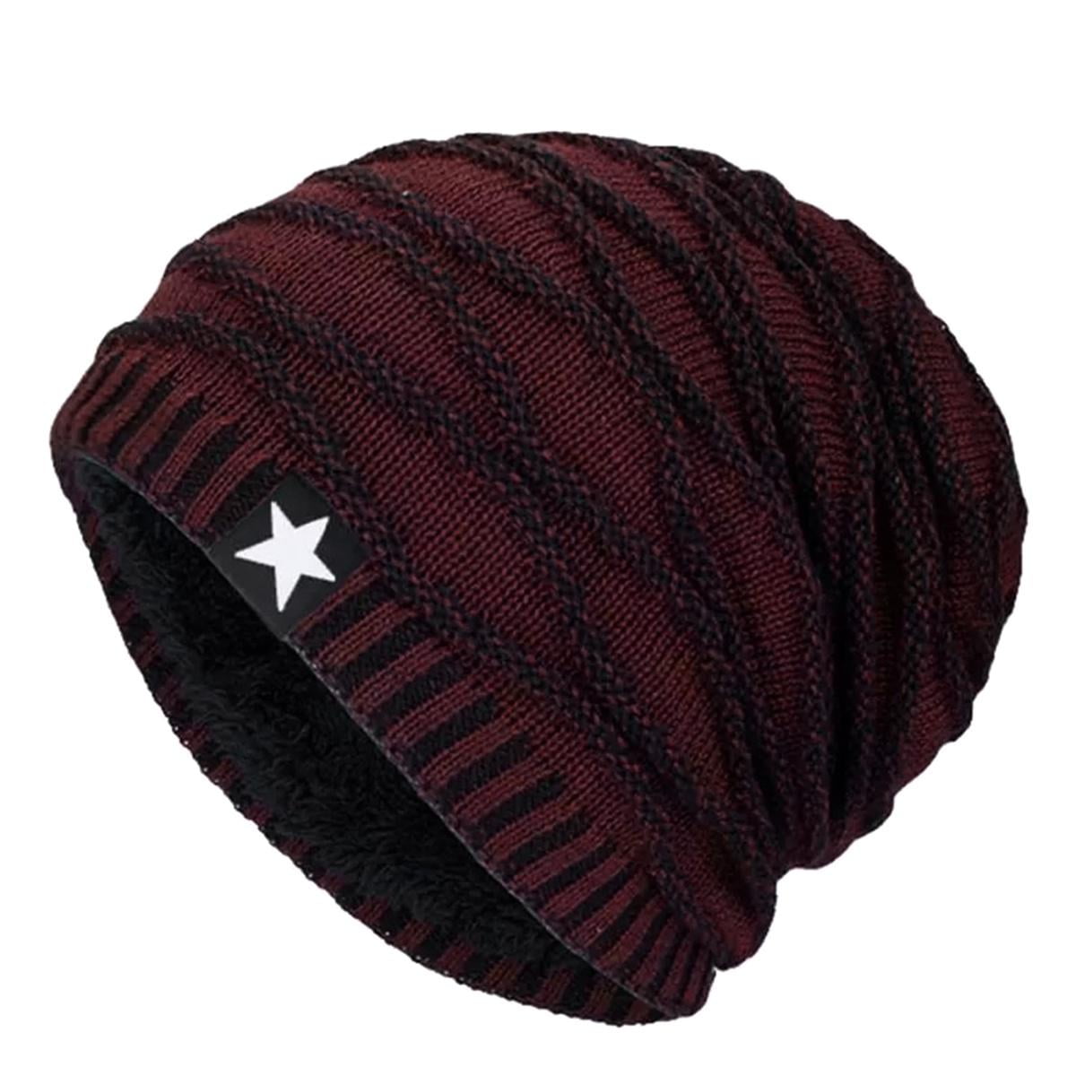 Millam - Gorro Unisex De Algodón Con Relieve Burdeo Y Forro Chiporro