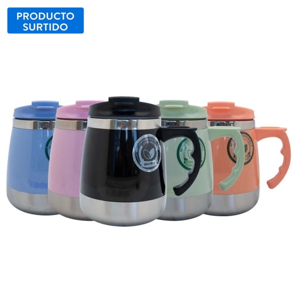 Mug outdoor 400ml plastico y acero , color surtido, 1 Un
